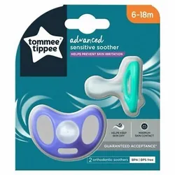 Sucettes Closer to Nature Sensitive x2 Bleu / Gris 6-18 mois de Tommee Tippee