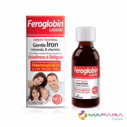 Feroglobin liquide est une formule délicieuse de fer liquide à saveur de miel et d'orange avec des nutriments pour aider à ma ...