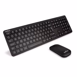 Veho HUT8 WZ-1, Taille réelle (100 %), RF sans fil, Clavier à membrane, QWERTY, Noir, Souris incluse
