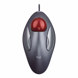 Logitech LGT-MTM, Ambidextre, Trackball, USB Type-A, Gris, Rouge