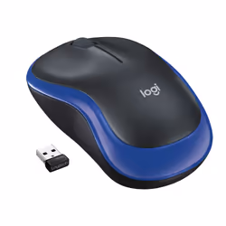 Logitech LGT-M185B, Ambidextre, Optique, RF sans fil, 1000 DPI, Bleu