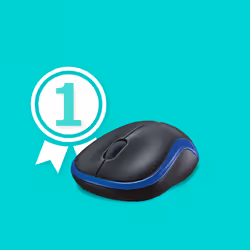 Logitech LGT-M185B - Ambidextre - Optique - RF sans fil - 1000 DPI - Noir - Bleu (910-002239)