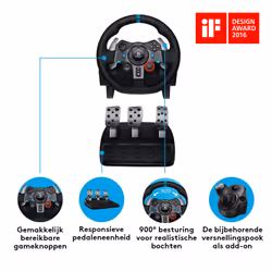 Logitech G G29 Noir USB 2.0 Volant + pédales Analogique PC, PlayStation 4, Playstation 3 (941-000113) - Vue supplémentaire 6