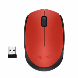 Logitech M171, Ambidextre, Optique, RF sans fil, 1000 DPI, Rouge