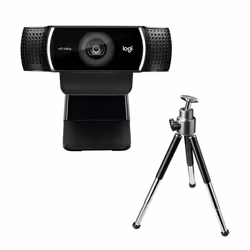 Logitech C922 Pro Stream Webcam, 1920 x 1080 pixels, 60 ips, 1280x720@60fps,1920x1080@30fps, 720p,1080p, H.264, USB