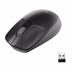 Logitech M190 Full-Size Wireless Mouse, Ambidextre, Optique, RF sans fil, 1000 DPI, Charbon de bois