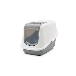 Savic Nestor Chat Toilettes couvertes pour animaux de compagnie Gris, Blanc