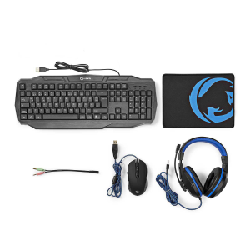 Nedis GCK41100BKDE clavier Souris incluse USB QWERTZ Allemand Noir, Bleu