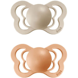 BIBS Couture Natural Rubber Size 2: 6+ months Vanilla / Peach 2 pcs
