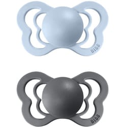 BIBS Couture Natural Rubber Size 1: 0+ months Iron / Baby Blue 2 pcs