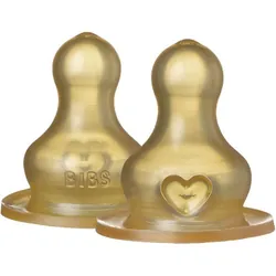 BIBS Baby Glass Bottle Latex Nipple Slow Flow 0+ months 2 pcs