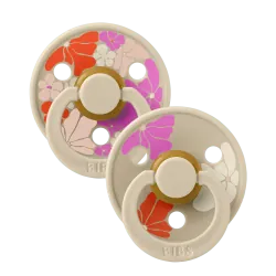 Bibs 2 Sucettes Natural Rubber Morning Bloom Latex Vanilla Mix Size 2