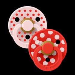 BIBS Studio Colour 2 Sucettes Taille 1 Polka – Blossom – Candy Apple 0 à 6 Mois