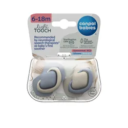 Canpol 2 Sucettes Toucher Léger 6-18M Symétrique PURE COLOR Bleu 22/656