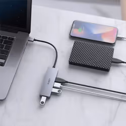 AUKEY CB-H36 hub & concentrateur USB 2.0 5000 Mbit/s Argent - Vue supplémentaire 2