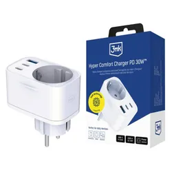 Chargeur 3MK PD 30 W Avec USB - A / USB - C - Blanc
