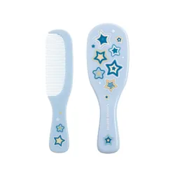 CANPOL Brosse et Peigne Poils Naturels - Nouveau Ne Bleu - 7/406