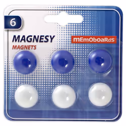 -Aimants MEMOBOARDS Pour Tableau - Nombre d'aimants: 6 pièces - Diamétre: 20 mm -  Matière: plastique (ABS) - peut tenir jusq ...