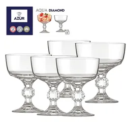 6 Coupes Azur Glass Aqua Diamond 18Cl Transparent