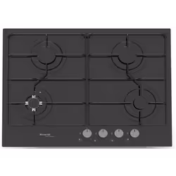 Plaque de cuisson encastrable Nardi LG757AVN.T001 - 70cm - verre noir - 4x Foyers - Grilles émaillées - Boutons frontales - A ...