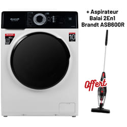 Lave Linge Frontale BRANDT 10.5 Kg Brushless Vapeur Blanc (BAM102QVWBL)