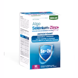 AlgoSélénium-Zinc Plus intervient en synergie additive, dans les mécanismes de défenses naturelles, en favorisant le bon fonc ...