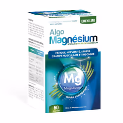 AlgoMagnésium est composé de 100% Spiruline naturelle après une phase de culture dans son milieu nutritif enrichi en Magnésiu ...