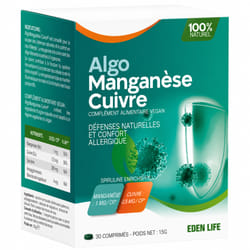 Eden Life AlgoManganèse Cuivre 30 Comprimés