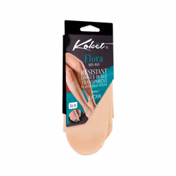 1 paire mi-bas Koket Flora : Lycra, résistant longue durée, transparent, élastivoile satiné Couleur : chair Pointe haute rési ...