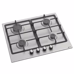 Plaque de cuisson 60 cm - 4 feux à gaz: Brûleur rapide / 2x Brûleurs semi-rapides / Petit brûleur - Commandes par boutons fro ...