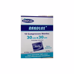 Les compresses stériles sont des compresses en toile de gaze en coton blanchi hydrophile 17 fils/cm2. Les compresses en sache ...
