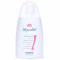 Mycolin est un soin doux apaisant au pH alcalin 8, spécialement formulé pour l’hygiène des muqueuses intimes sensibles.