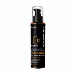 La K-Reine Huile de Bronzage Corps SPF10 est une huile solaire qui offre un bronzage sublime tout en protégeant la peau contr ...