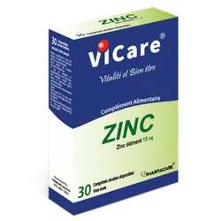 Pharmacare Vicare Zinc 15Mg 30 Comprimés