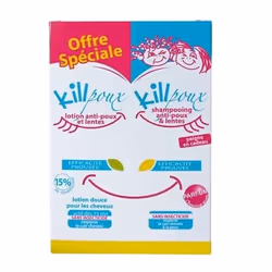 KILLPOUX PACK  LOTION+SHAMP CONTIENT:
KILLPOUX LOTION ANTI-POUX & LENTES 100ML
KILLPOUX SHAMPOING ANTI-POUX 100ML