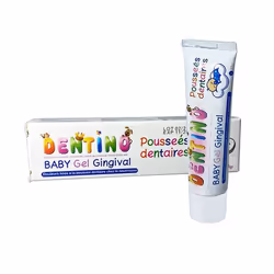 Gel ginigival pour douleurs liées à la poussée dentaire chez le nourisson.