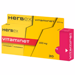 HERBEX VITAMINET constitue une source de vitamines et de minéraux nécessaire : En cas de fatigue intellectuelle et physique;  ...