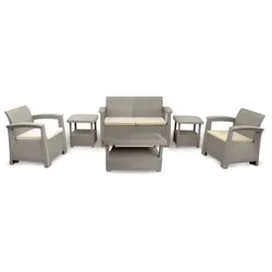 Salon de jardin SOFPINCE 4 places - Noir Taupe