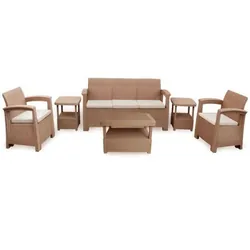 Salon de jardin SOFPINCE Syphax 5 places - Beige