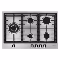 Plaque de Cuisson Focus 5 Feux- Largeur: 75 cm- Nombre de foyers: 5 brûleurs à gaz, l’un triple couronnes- Flamme stabilisée- ...