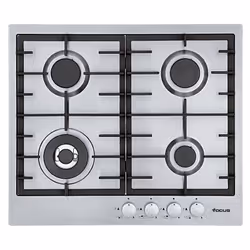 Plaque de Cuisson FOCUS à gaz -Revêtement: Inox - Largeur: 60cm - Nombre de Foyers: 4 Foyers, l’un double Couronnes - Grilles ...
