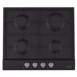 Table de cuisson Focus F401X - 60 cm - Couleur Noir - 4 Brûleurs à gaz - Flamme stabilisée - Grilles et chapeaux de brûleurs  ...