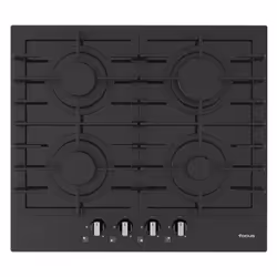 Plaque de Cuisson Vitrocrystal FOCUS- Largeur: 60 cm- Nombre de feux: 4 Brûleurs à gaz- Flamme stabilisée-Grilles et chapeaux ...