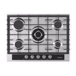 Plaque de Cuisson Focus- Largeur: 70 cm- Nombre de foyers: 5 brûleurs à gaz, l’un triple couronnes- Flamme stabilisée- Grille ...