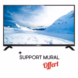 Téléviseur VEGA 40" HD LED - Résolution 1366 x 768 - Aspect ratio 16:9 - 2x Hauts Parleurs 6W - Luminosité: 220 cd/m² - Contr ...