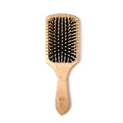 Azal Brosse Cheveux en Bois Carré Grand Modèle Noir