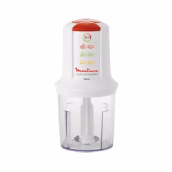 Mini Hachoir MOULINEX - Puissance: 500W - Capacité: 300 g / 500 ml - 2 vitesses - Matériau du bol: plastique - Type de lames: ...