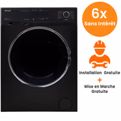 Machine à Laver SHARP Frontale - Capacité: 8 kg - Vitesse de rotation: 1400 tr/min - Nombre de Programmes: 15 programmes - Ef ...