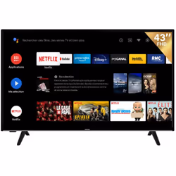 Téléviseur NEW STAR Smart 43 HD– Résolution: 1920 x 1080– Connecteurs: 2 x HDMI, 1 x USB 2.0 – Luminosité: 220 nits– Rapport  ...