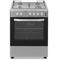 Brandt BGE6241X - Cuisinière mixte, 4 feux gaz, four électrique ventilé, gril semi-fonte, sécurité thermocouple, tiroir chauffe-plat